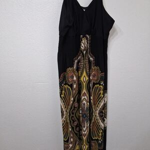 Womens Avenue Black Maxi Dress with Multicolor Paisley Skirt Size 22/24 W